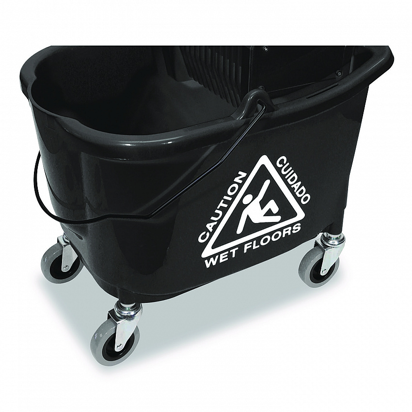 Premier Downpress Mop Bucket and Wringer, 32 to 35 qt, Black (96998)