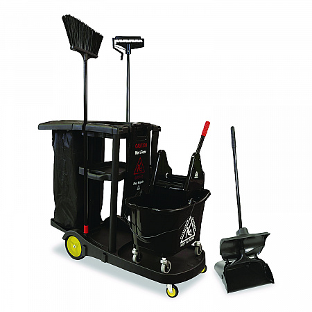 Premier Downpress Mop Bucket and Wringer, 32 to 35 qt, Black (96998)