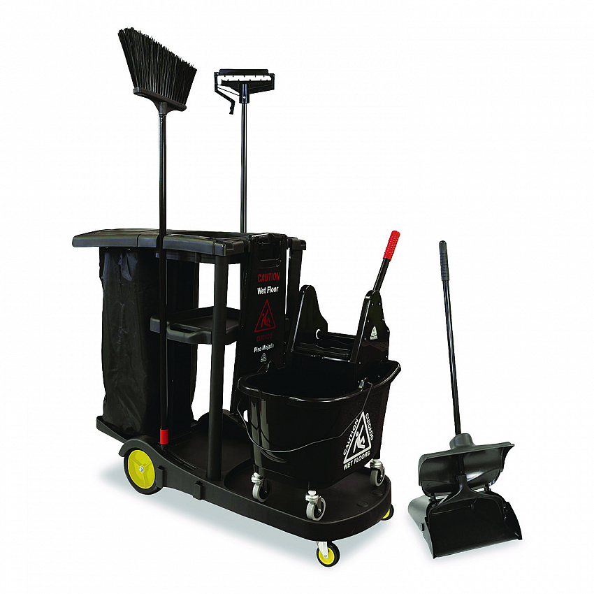 Premier Downpress Mop Bucket and Wringer, 32 to 35 qt, Black (96998)