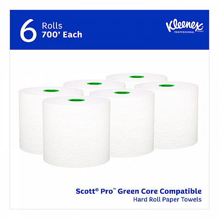 Hard Roll Paper Towels with Premium Absorbency Pockets with Colored Core, Green Core, 1-Ply, 7.5