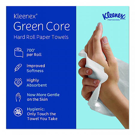 Hard Roll Paper Towels with Premium Absorbency Pockets with Colored Core, Green Core, 1-Ply, 7.5