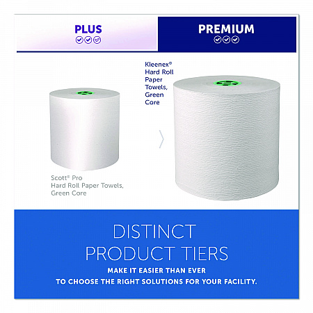 Hard Roll Paper Towels with Premium Absorbency Pockets with Colored Core, Green Core, 1-Ply, 7.5