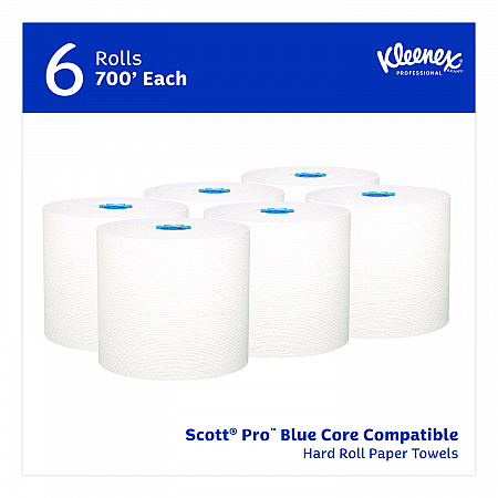 Hard Roll Paper Towels with Premium Absorbency Pockets with Colored Core, Blue Core, 1-Ply, 7.5