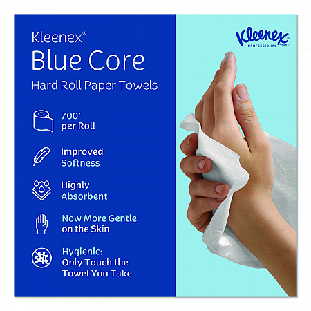 Hard Roll Paper Towels with Premium Absorbency Pockets with Colored Core, Blue Core, 1-Ply, 7.5