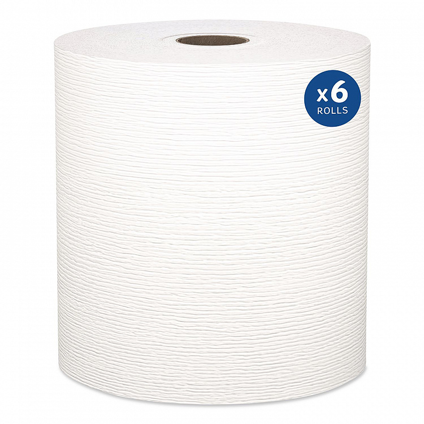 Universal Hard Roll Paper Towels with Premium Absorbency Pockets, 1-Ply, 8" x 600 ft, 1.75" Core, White, 6 Rolls/Carton (50606)