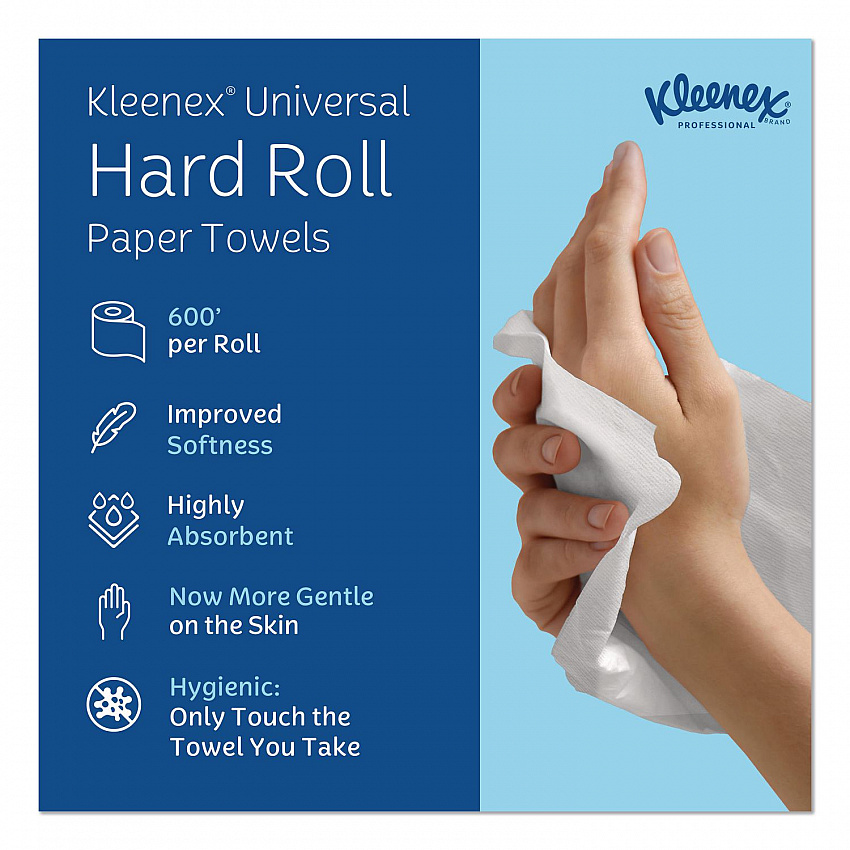 Universal Hard Roll Paper Towels with Premium Absorbency Pockets, 1-Ply, 8" x 600 ft, 1.75" Core, White, 6 Rolls/Carton (50606)
