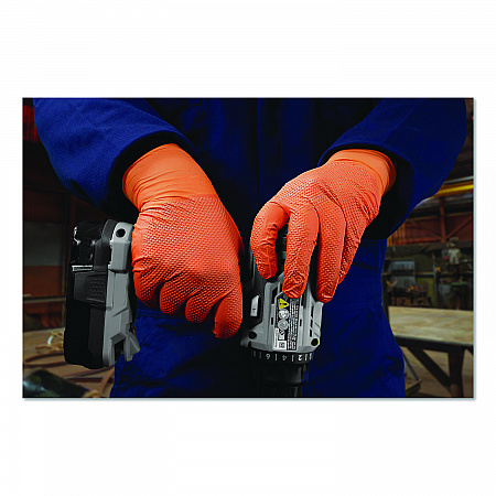 Ultra Industrial Flock-Lined Nitrile Disposable Gloves, Medium, 8 mil Thick, 9.06