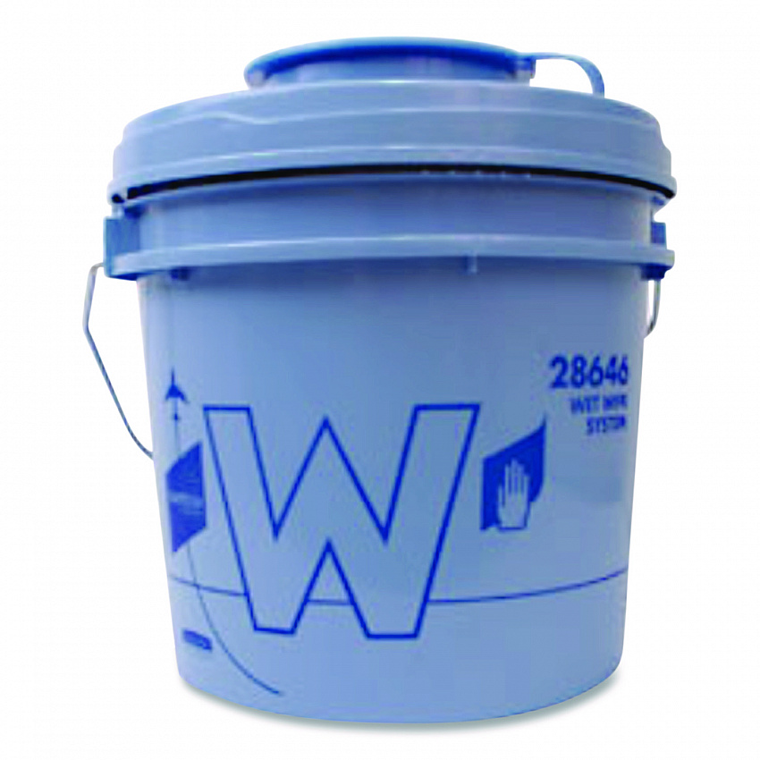 W Aviation Wet Wipe System Bucket, 1 gal, Blue/Gray, 4/Carton (28646)