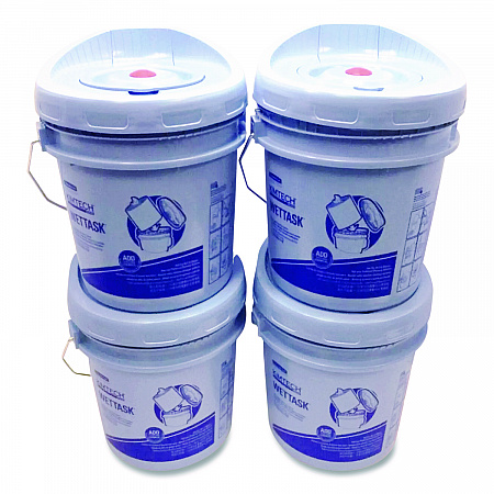W Aviation Wet Wipe System Bucket, 1 gal, Blue/Gray, 4/Carton (28646)