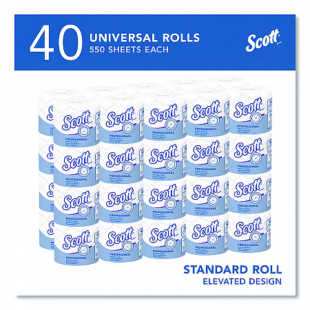 Essential Standard Roll Bathroom Tissue, for Commercial Use, Septic Safe, 2-Ply, White, 550 Sheets/Roll, 40 Rolls/Carton (48040)