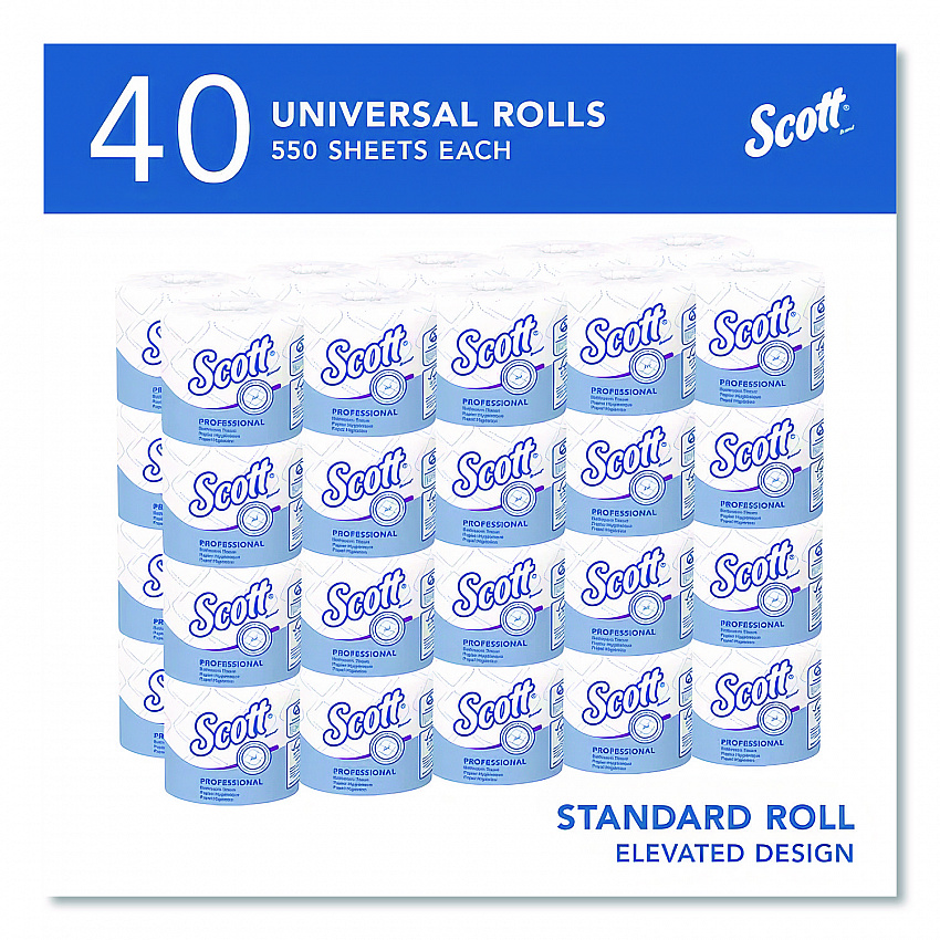 Essential Standard Roll Bathroom Tissue, for Commercial Use, Septic Safe, 2-Ply, White, 550 Sheets/Roll, 40 Rolls/Carton (48040)