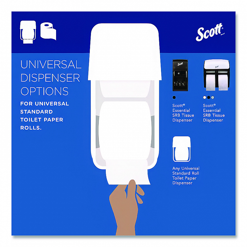 Essential Standard Roll Bathroom Tissue, for Commercial Use, Septic Safe, 2-Ply, White, 550 Sheets/Roll, 40 Rolls/Carton (48040)