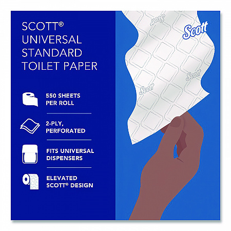 Essential Standard Roll Bathroom Tissue, for Commercial Use, Septic Safe, 2-Ply, White, 550 Sheets/Roll, 40 Rolls/Carton (48040)