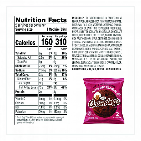 Cookies - Single Serve, Chocolate Brownie, 2.5 oz Packet, 60/Carton (FRI10310)