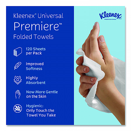 Premiere Folded Towels, 1-Ply, 7.8 x 12.4, White, 120/Pack, 25 Packs/Carton (13253)