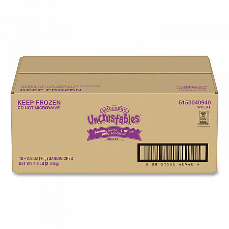 UNCRUSTABLES Peanut Butter and Grape Jelly on Wheat Bread, 2.6 oz Bag, 48/Carton (22002219)