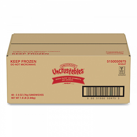 UNCRUSTABLES Peanut Butter and Strawberry Jam on Wheat Bread, 2.6 oz Bag, 48/Carton (22002220)