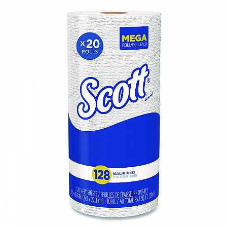 Kitchen Roll Towels, 1-Ply, 11 x 8.75, White, 128/Roll, 20 Rolls/Carton (41482)