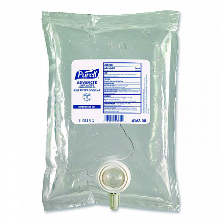 Advanced Hand Sanitizer Green Certified Gel Refill, For CS2 Dispensers, 1,000 mL, Fragrance-Free, 8/Carton (416308CT)