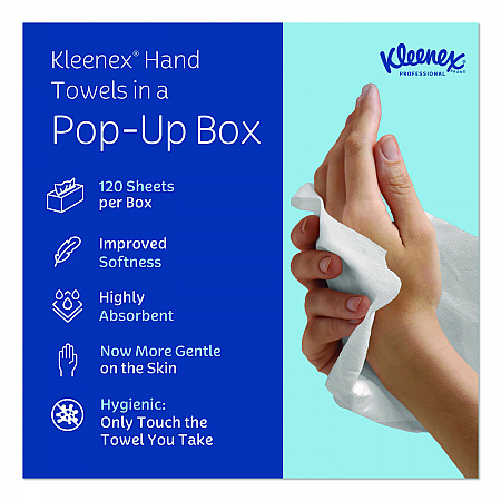 Hand Towels, POP-UP Box, Cloth, 1-Ply, 9 x 10.5, Unscented, White, 120/Box (01701)