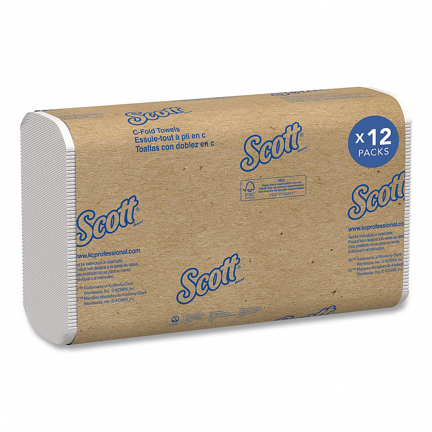 Essential C-Fold Towels for Business, Absorbency Pockets, 1-Ply, 10.13 x 13.15, White, 200/Pack, 12 Packs/Carton (01510)