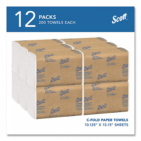 Essential C-Fold Towels for Business, Absorbency Pockets, 1-Ply, 10.13 x 13.15, White, 200/Pack, 12 Packs/Carton (01510)
