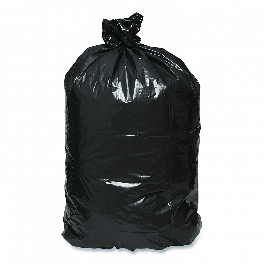Linear Low Density Recycled Can Liners, 10 gal, 0.85 mil, 24" x 23", Black, 25 Bags/Roll, 20 Rolls/Carton (RNW2410)