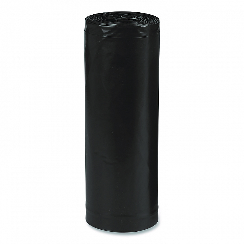 Linear Low Density Recycled Can Liners, 33 Gallon, 1.25 mil, 33" x 39", Black, 10 Bags/Roll, 10 Rolls/Carton (RNW4050)
