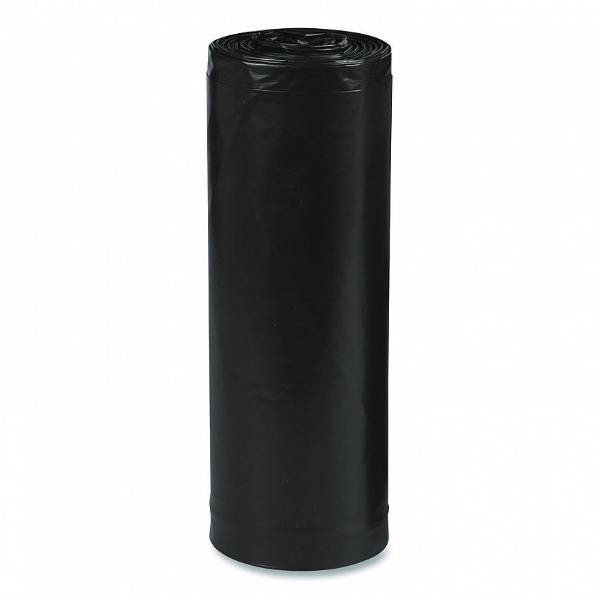 Linear Low Density Recycled Can Liners, 45 Gallon, 1.25 mil, 40" x 46", Black, 10 Bags/Roll, 10 Rolls/Carton (RNW4850)