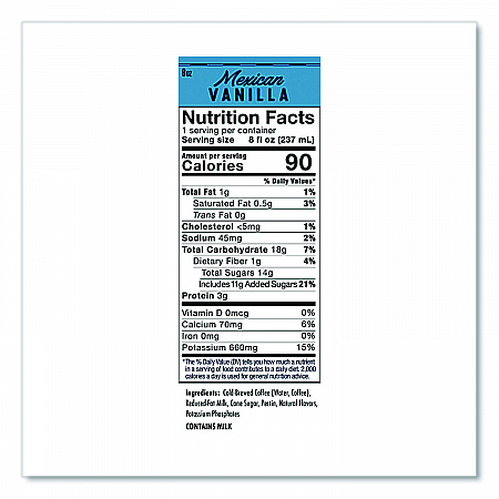 Cold Brew Coffee + Protein, Mexican Vanilla, 8 oz Can, 12/Pack (00501)