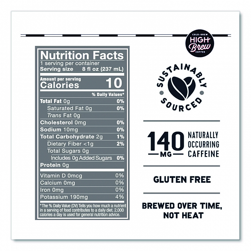 Cold Brew Coffee + Protein, Black and Bold, 8 oz Can, 12/Pack (00504)