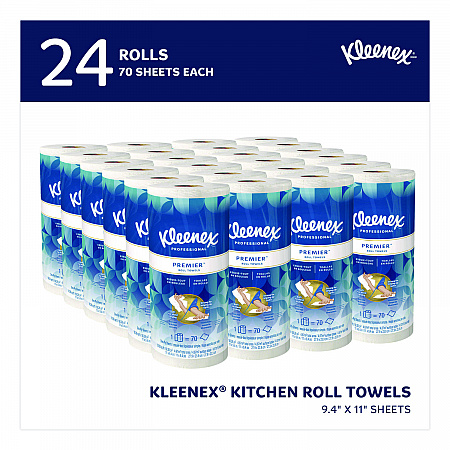 Premiere Kitchen Roll Towels, 1-Ply, 11 x 9.4, White, 70/Roll, 24 Rolls/Carton (13964)
