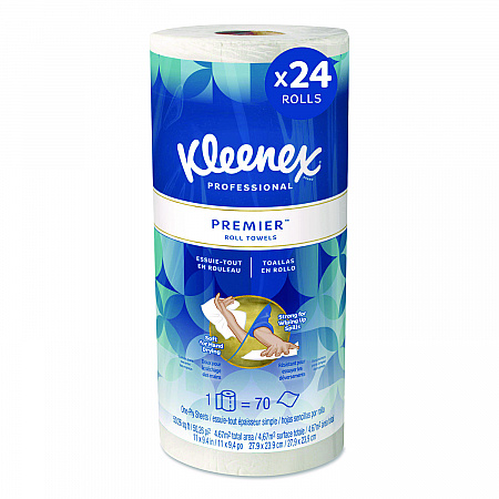 Premiere Kitchen Roll Towels, 1-Ply, 11 x 9.4, White, 70/Roll, 24 Rolls/Carton (13964)