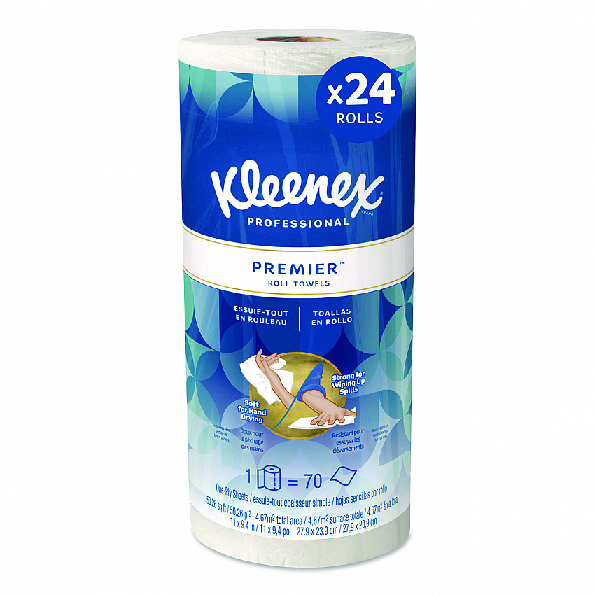 Premiere Kitchen Roll Towels, 1-Ply, 11 x 9.4, White, 70/Roll, 24 Rolls/Carton (13964)