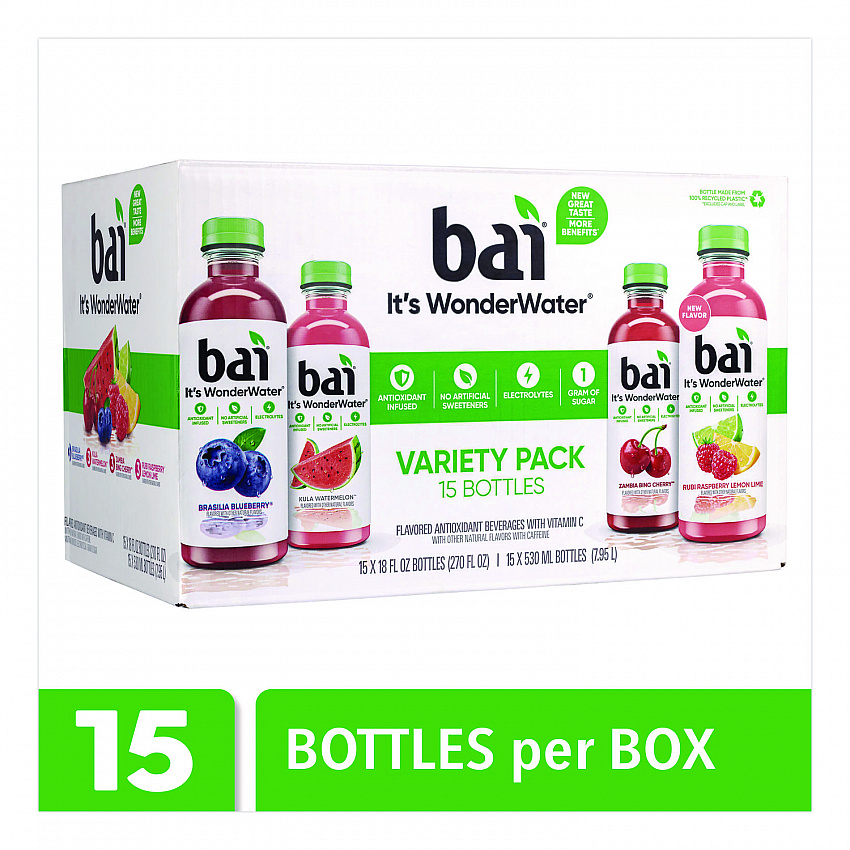 Antioxidant Infused Beverage, Variety Pack, 18 oz Bottle, 15/Carton (22000656)