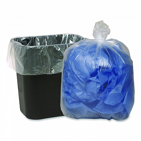 Linear Low Density Clear Recycled Can Liners, 23 gal, 1 mil, 28.5
