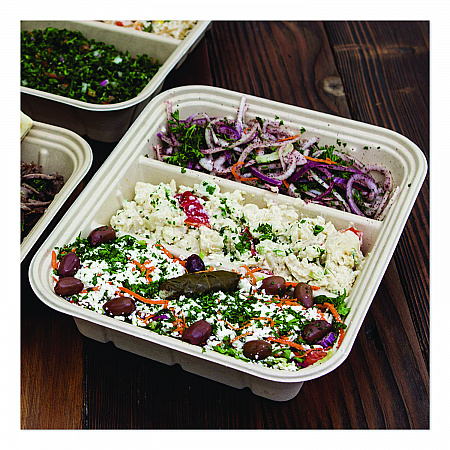 Fiber Catering Pans, 3 Compartments, 10.3 x 2.8 x 12.8, Paper, Natural, 200/Carton (CASC104TLLF)
