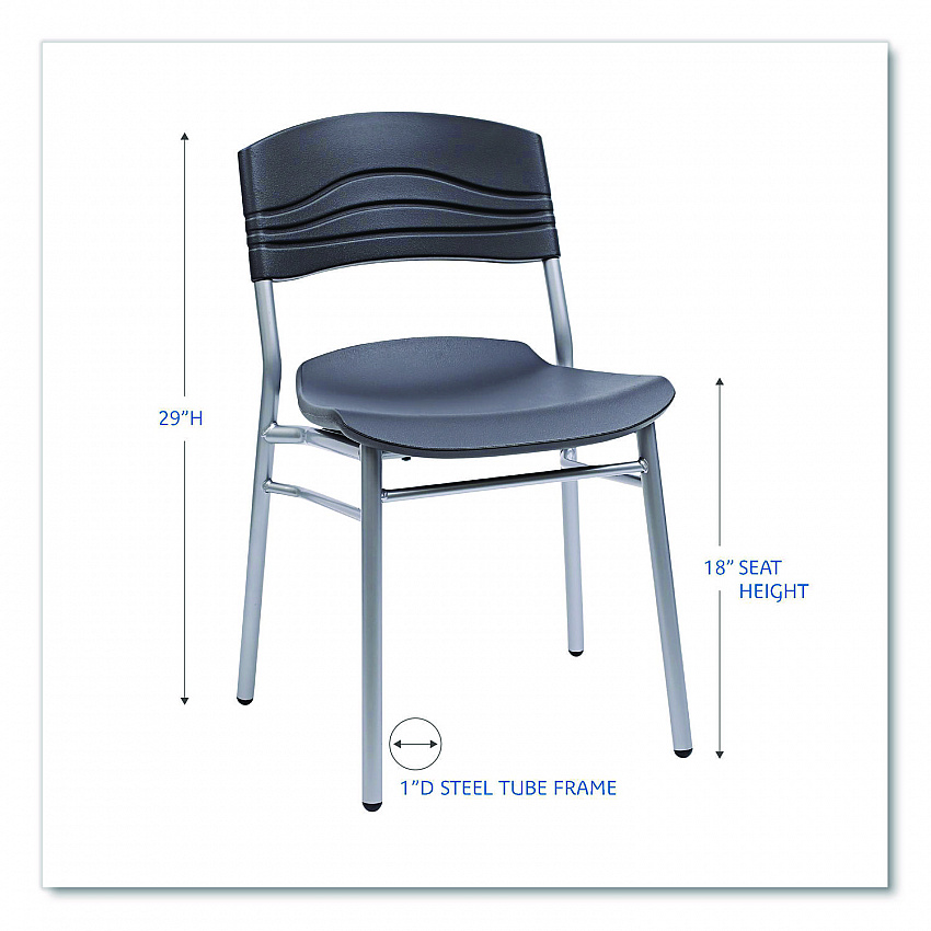 CafeWorks Chair, Supports Up to 225 lb, 18" Seat Height, Graphite Seat/Back, Silver Base, 2/Carton (64517)