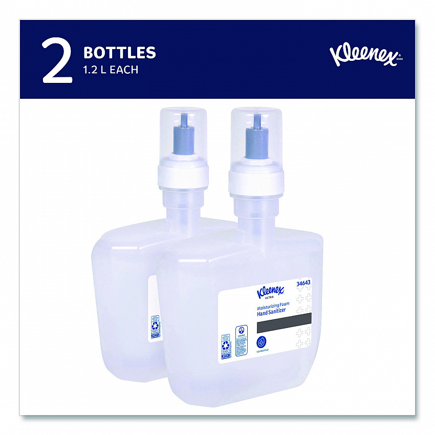 Ultra Moisturizing Foam Hand Sanitizer, 1,200 mL Cassette, Unscented, 2/Carton (34643)