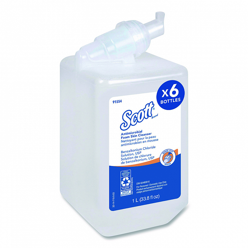 Antimicrobial Foam Skin Cleanser Refill, Fresh Scent, 1 L, 6/Carton (91554CT)