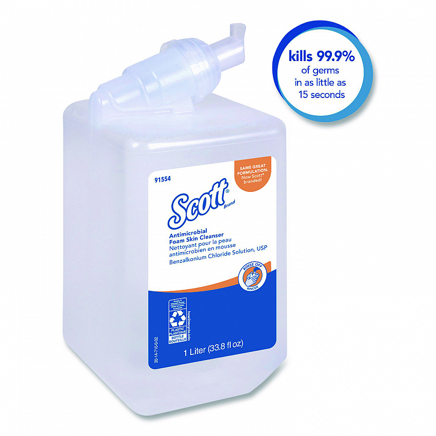 Antimicrobial Foam Skin Cleanser Refill, Fresh Scent, 1 L, 6/Carton (91554CT)