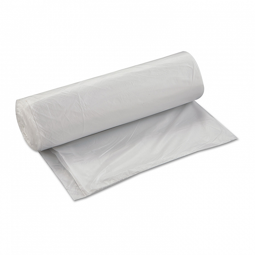 High-Density Commercial Can Liners, 45 gal, 17 mic, 40" x 48", Clear, Interleaved Roll, 25 Bags/Roll, 10 Rolls/Carton (S404817N)