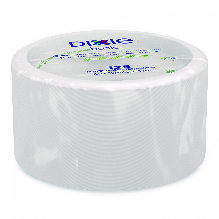 Paper Dinnerware, Plate, 8.5" dia, White, 125/Pack (DBP09W)
