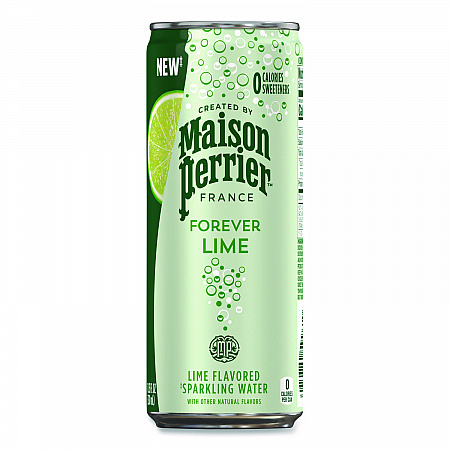 Maison Perrier Sparkling Water,11.15 oz Can, Lime, 8 Cans/Box (85129)