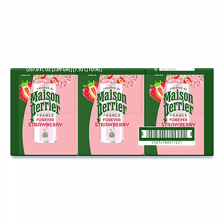 Maison Perrier Sparkling Water, 11.15 oz Can, Strawberry, 8 Cans/Box (91122)