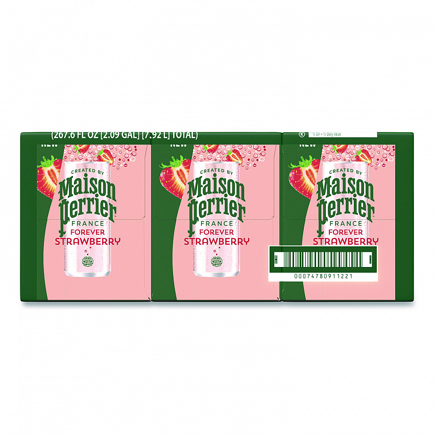 Maison Perrier Sparkling Water, 11.15 oz Can, Strawberry, 8 Cans/Box (91122)