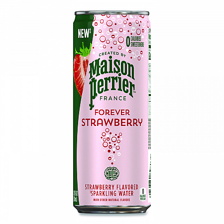 Maison Perrier Sparkling Water, 11.15 oz Can, Strawberry, 8 Cans/Box (91122)