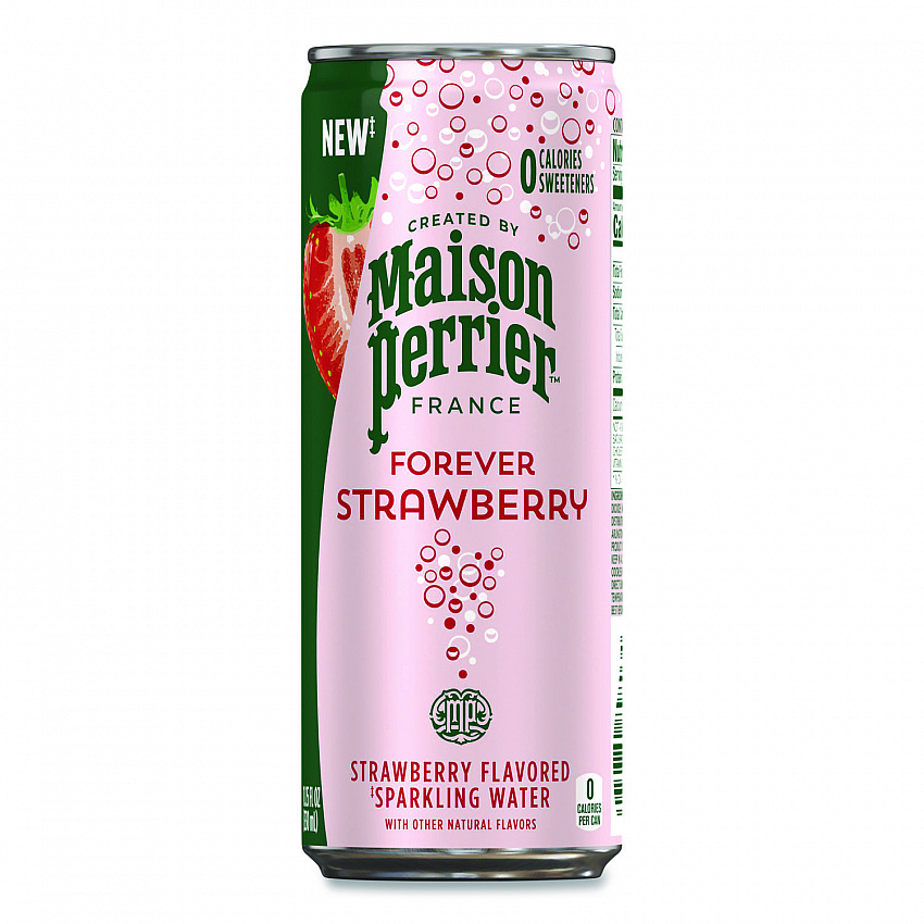 Maison Perrier Sparkling Water, 11.15 oz Can, Strawberry, 8 Cans/Box (91122)