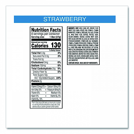 Nutri-Grain Soft Baked Breakfast Bars, Strawberry, Indv Wrapped 1.3 oz Bar, 16/Box (35945)