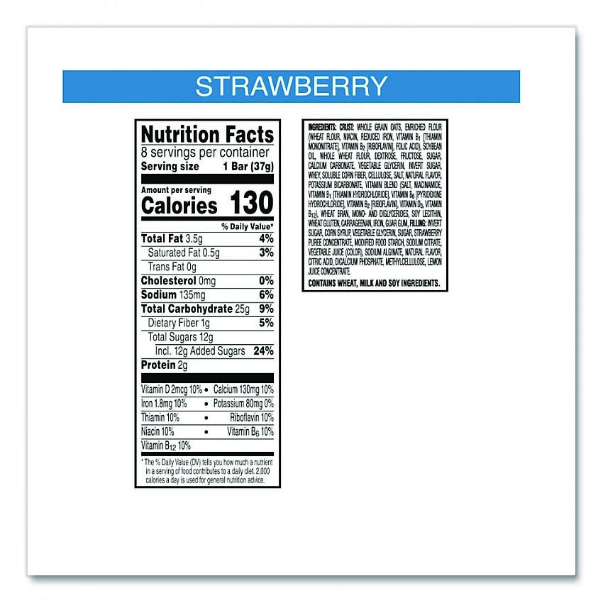 Nutri-Grain Soft Baked Breakfast Bars, Strawberry, Indv Wrapped 1.3 oz Bar, 16/Box (35945)